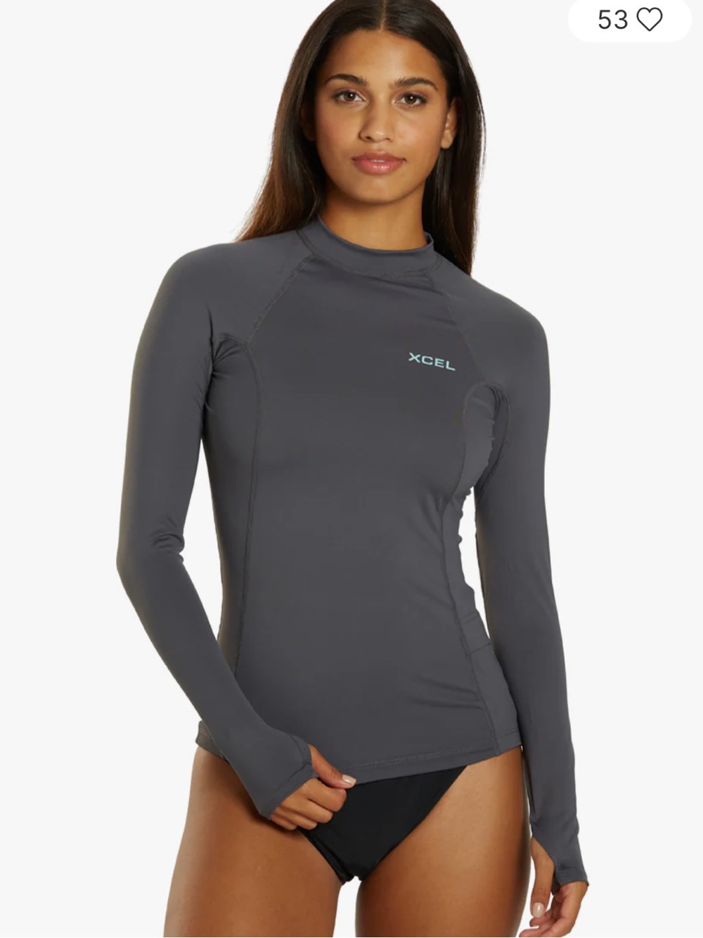 Xcel Women’s Stretch Long Sleeve Rash Guard with Key Pocket, Gunmetal, Medium
